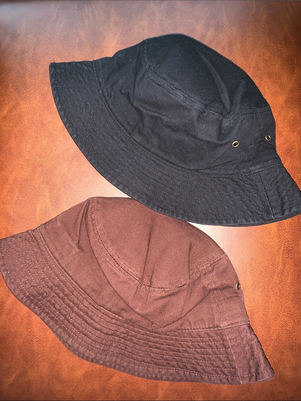 Reversible-Style Bucket Hats - Black & Brown